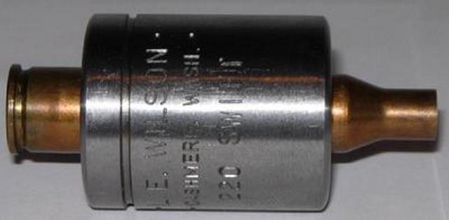 L. E. Wilson Trimmer Case Holder - 204 Ruger Fired Cases