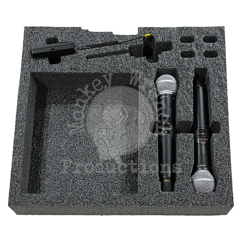 Foam Insert for 2 wireless mics, fits 2U rack drawer