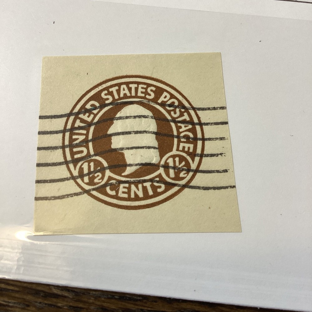 Scott #U481 Washington 1 1/2 CENT USED Brown CUT SQUARE-US