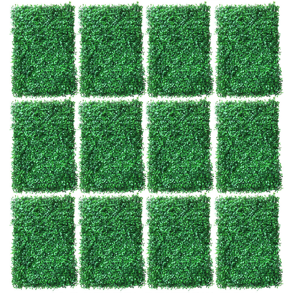 12Pcs Artificial Plant Hedge Grass Mat Greenery Wall Fence Panel Background USA
