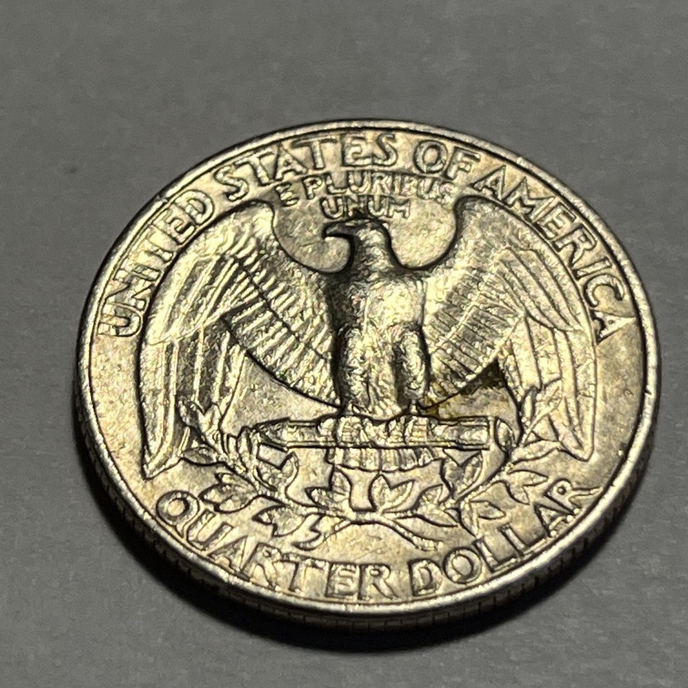 1981 P Washington Quarter Errors Strike Though Grease Unreadable Mint Mark #2