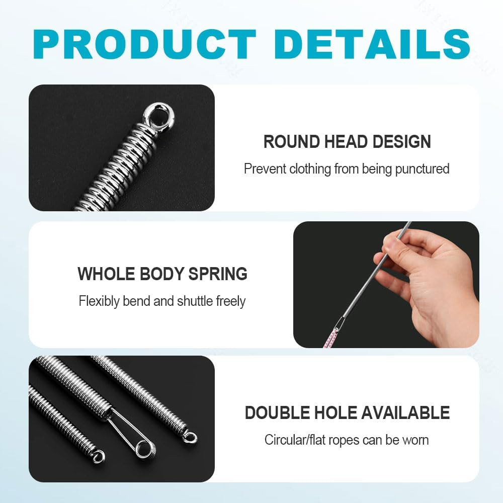 2 PCS Spring Drawstring Needle Threader,Diy Rope Threader Clip,Drawstrings Repla