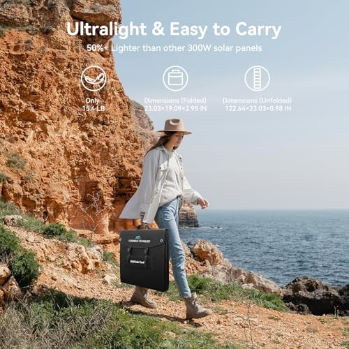 Ecosonique Portable Solar Panel for Most Power Stations, Foldable & 300W