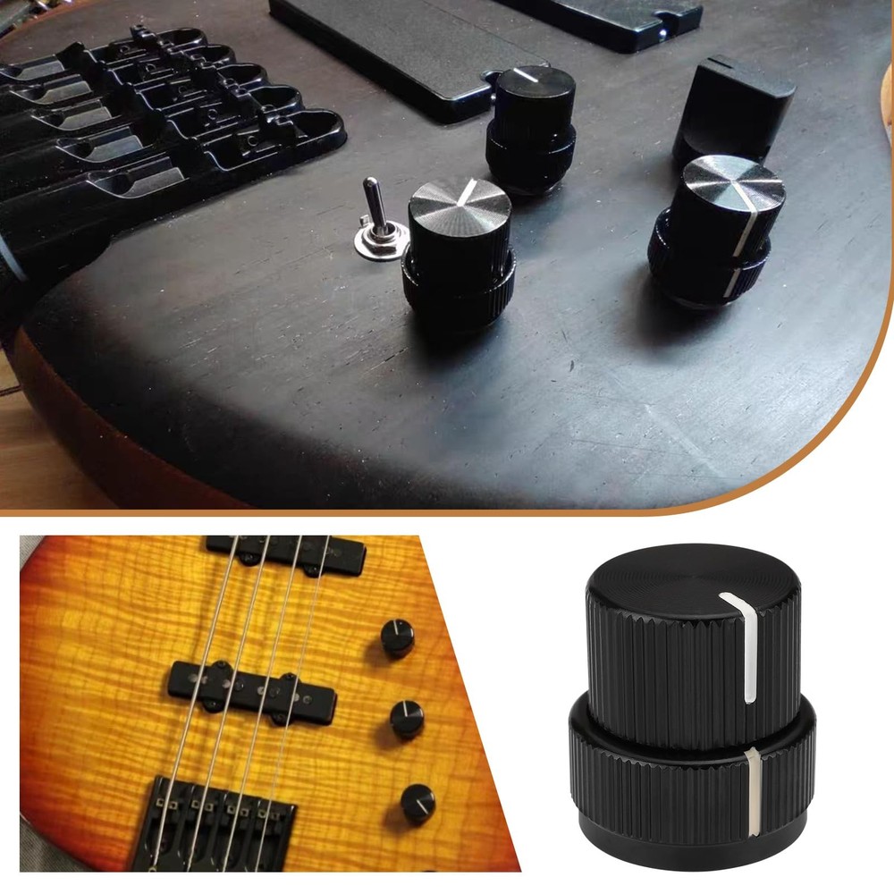 2pcs Guitar Aluminum Dual Concentric Control Knobs Dome Volume Tone Stacked K...