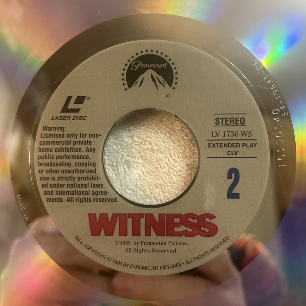 Witness LASERDISC Harrison Ford