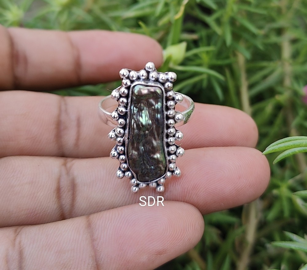 Black Pear Ring 925 Sterling silver Band &Statement Ring Handmade Ring All Size