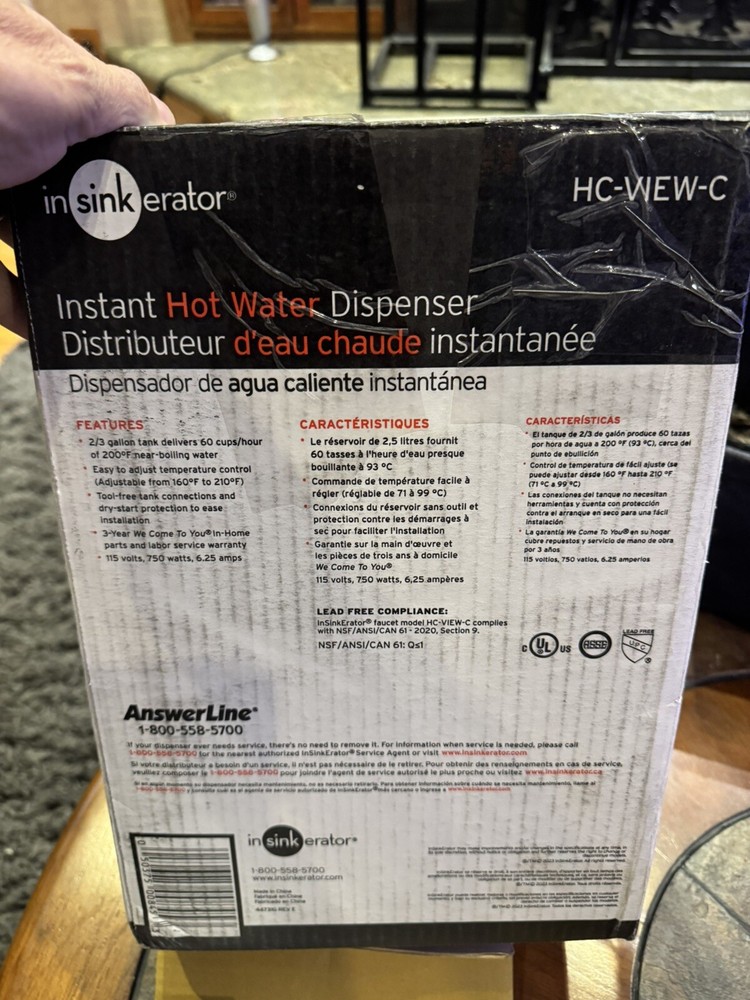 InSinkErator View Instant Hot & Cold Water Dispenser System, HC-View-C—Open Box