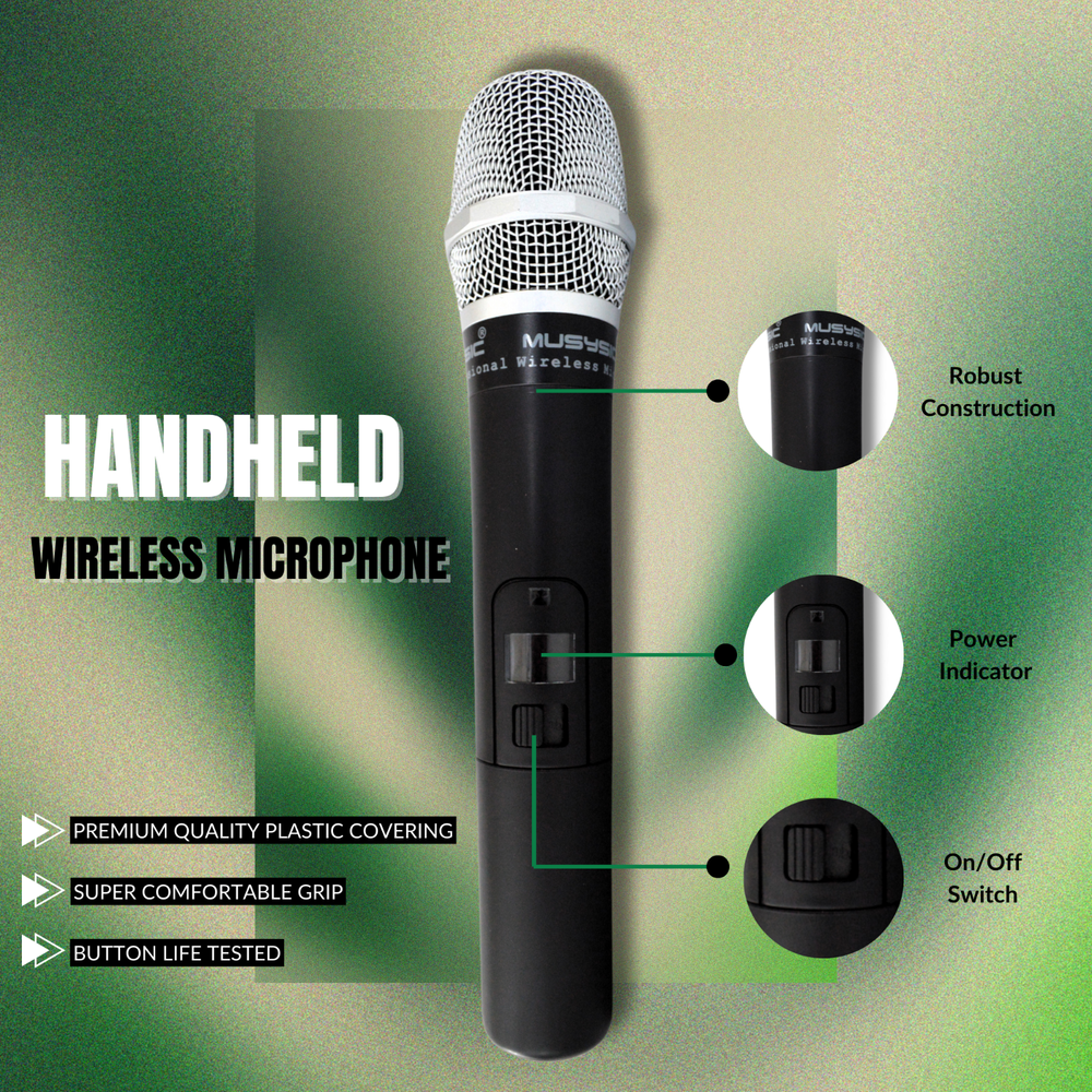 2 Channel Dual UHF Wireless Microphone System With Handheld & Lapel / Headset