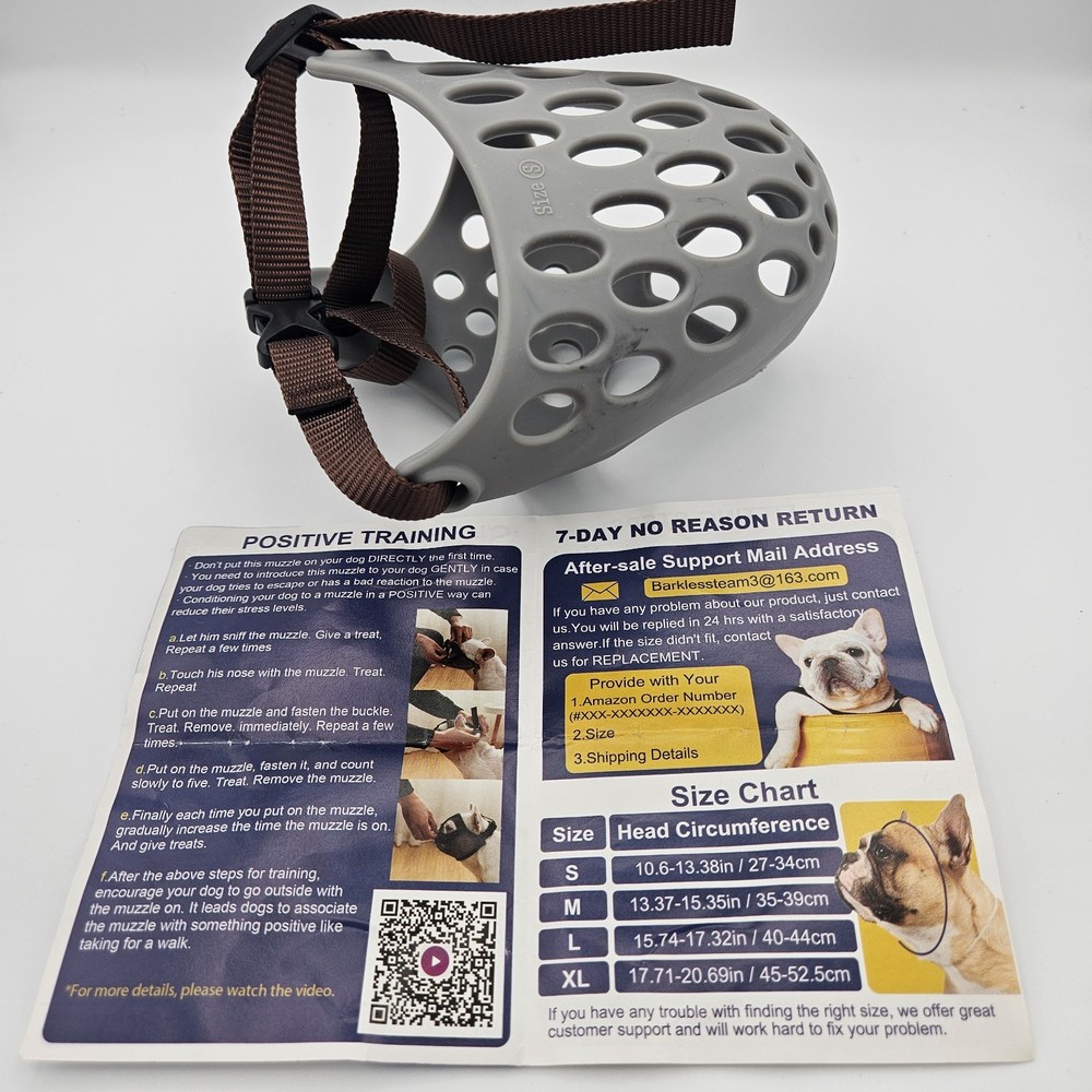 BARKLESS Dog Muzzle for Short Snout Dogs, Soft Silicone Muzzle for Biting Large