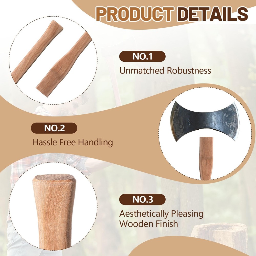 Double Bit Axe Handle 36" Replacement Set of 4 | Includes Wedges for Easy