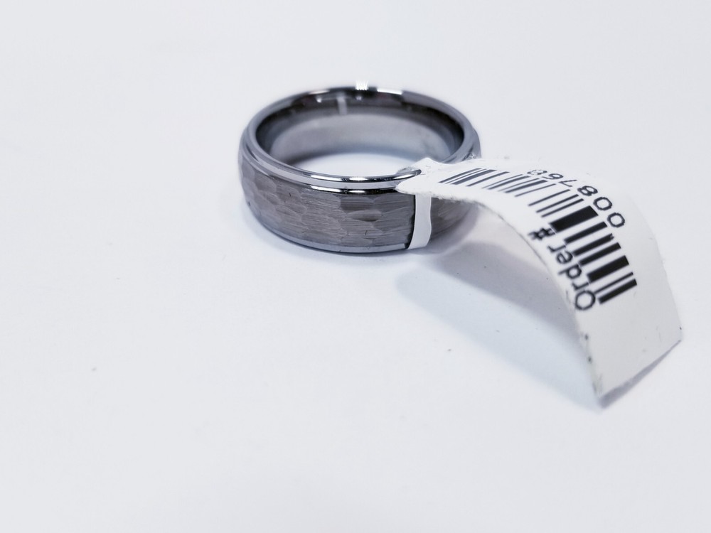 Tungsten Hammered Step Edge Band, 6MM