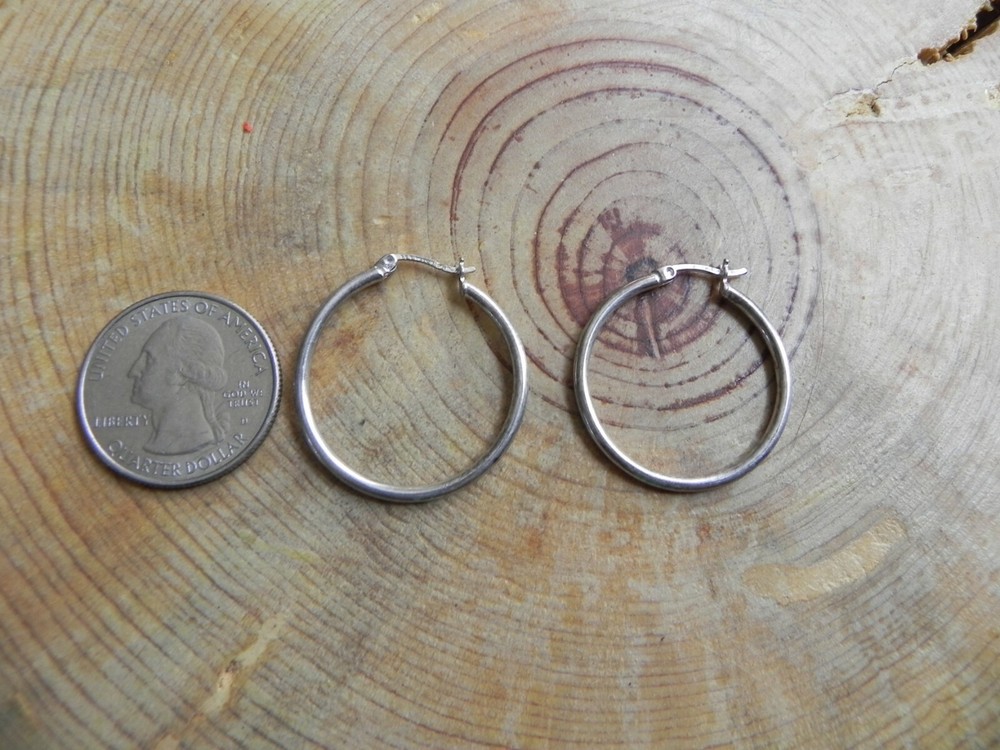 Sterling Silver HOOP Earrings 1 1/8"