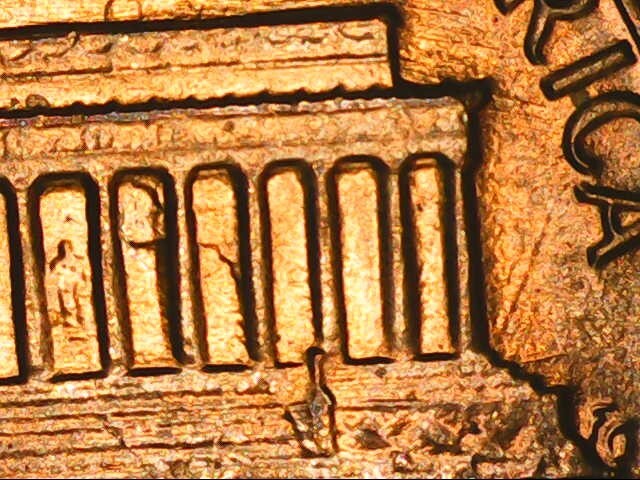 1985 P Lincoln cent - clashed dies rev. error