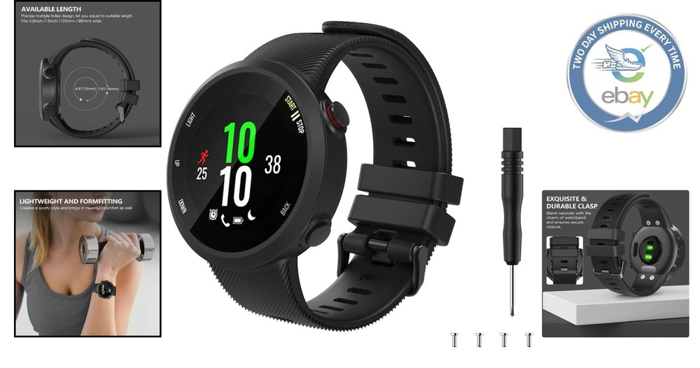 Replacement Silicone Strap for Garmin Forerunner 45 - Soft & Easy to Install
