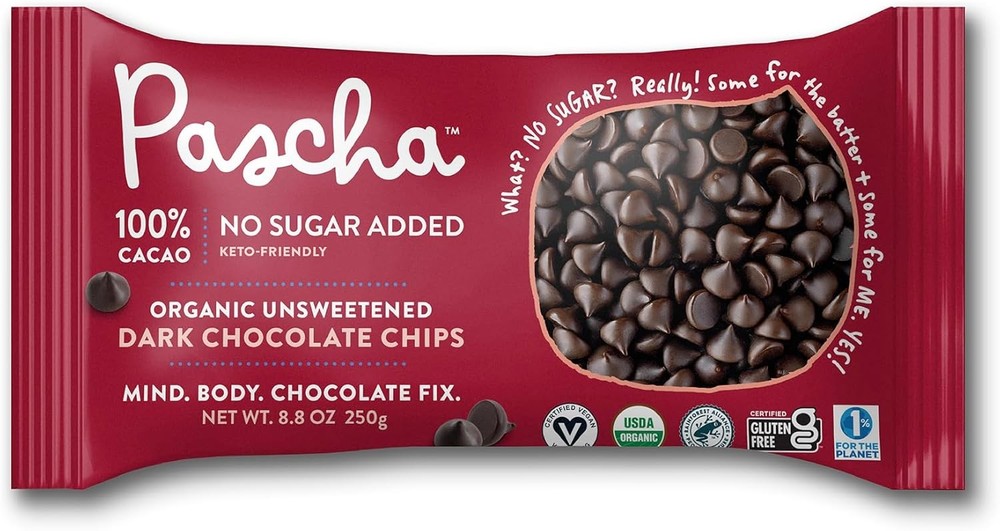 Organic  Cacao Baking Chips - Unsweetened Dark Chocolate -