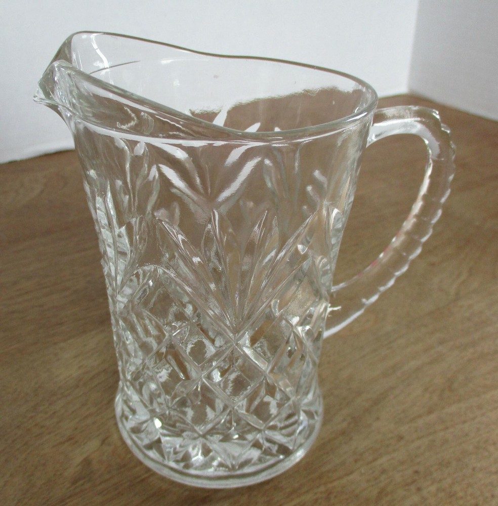 EAPC Anchor Hocking Clear Glass Pitcher Creamer 12 oz Capacity Pineapple Pattern