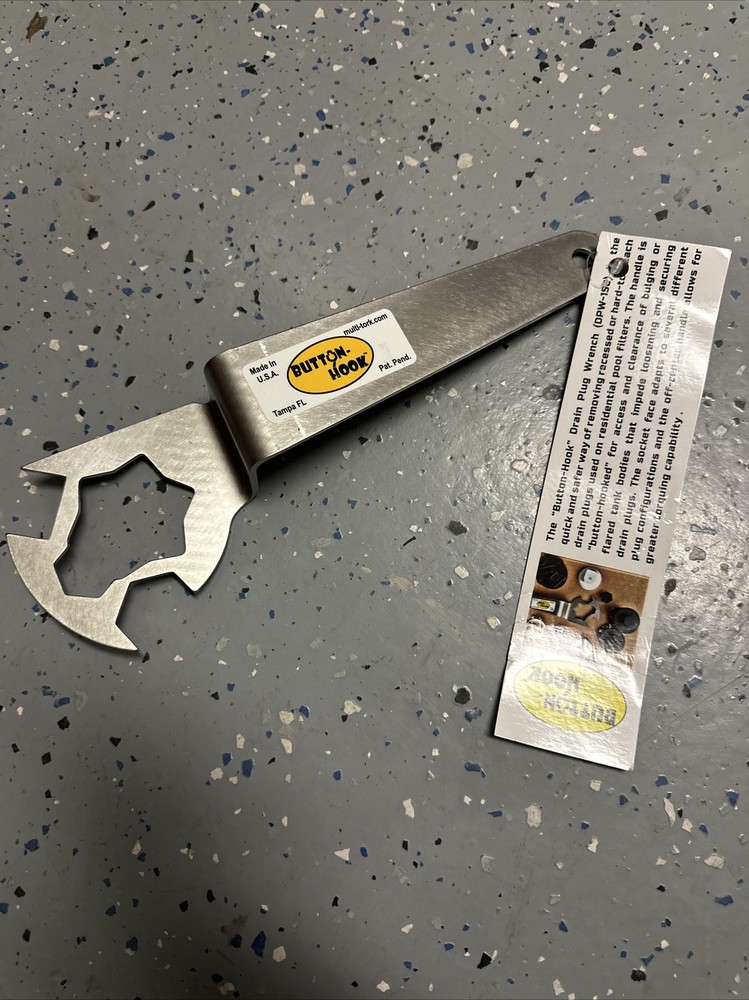 Tool, Button-Hook, Drain Plug Wrench, Stainless Steel