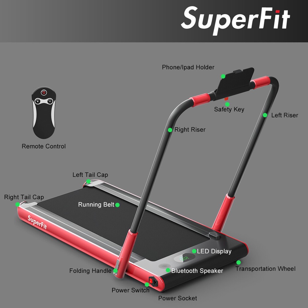 2.25HP 2 in 1 Folding Spacesaver Treadmill W/APP Control Speaker Remote Control
