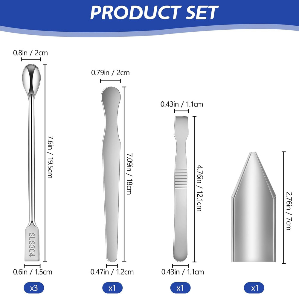 304 Stainless Steel Lab Tool Set – 13 PC Sampling and Measuring Kit, Includes Do