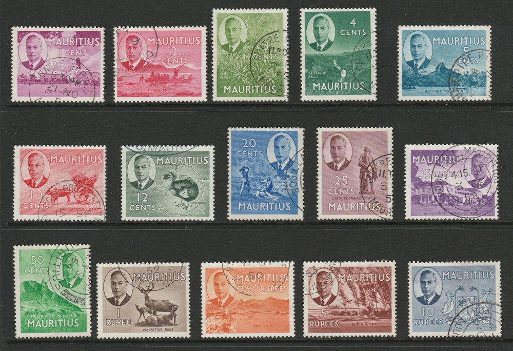 Mauritius 1950 Complete set SG 276-290 Fine used.