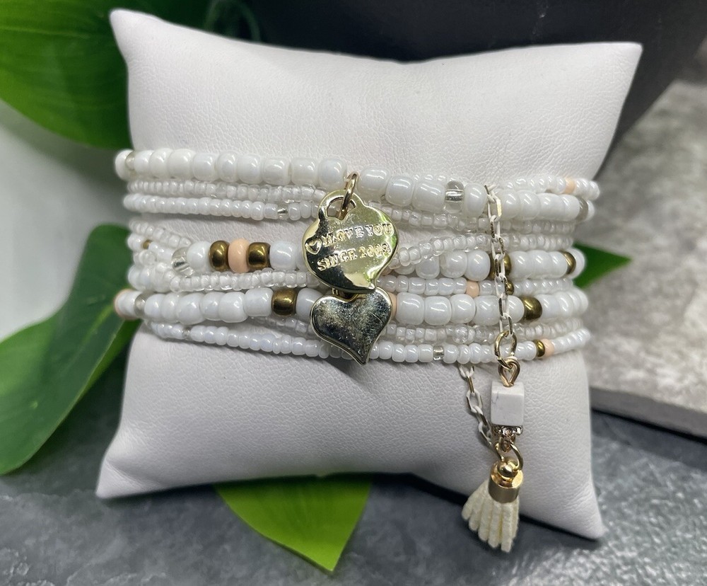 9 PC Handmade Boho Beaded Stackable 7” Plus Stretch Bracelet Set B3293