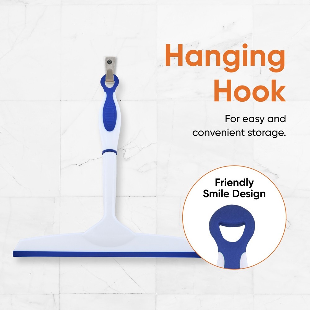 Superio 10" and 6"Window Rubber Squeegee with Hanging Loop, 2 pack Blue