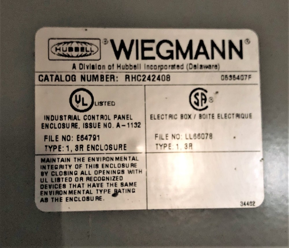 Wiegmann RHC242408 Wall Mount Bypass Switch