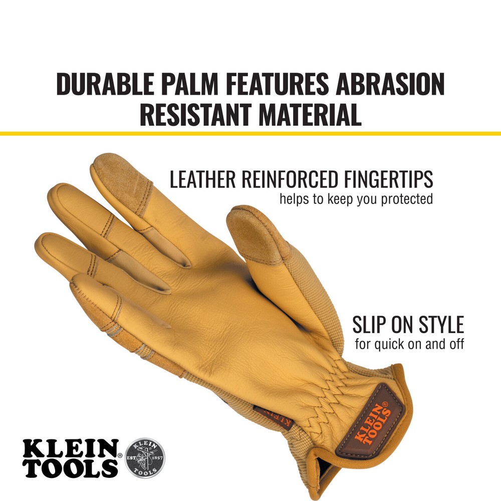 Klein Tools 60606 Leather All Purpose Gloves, Small