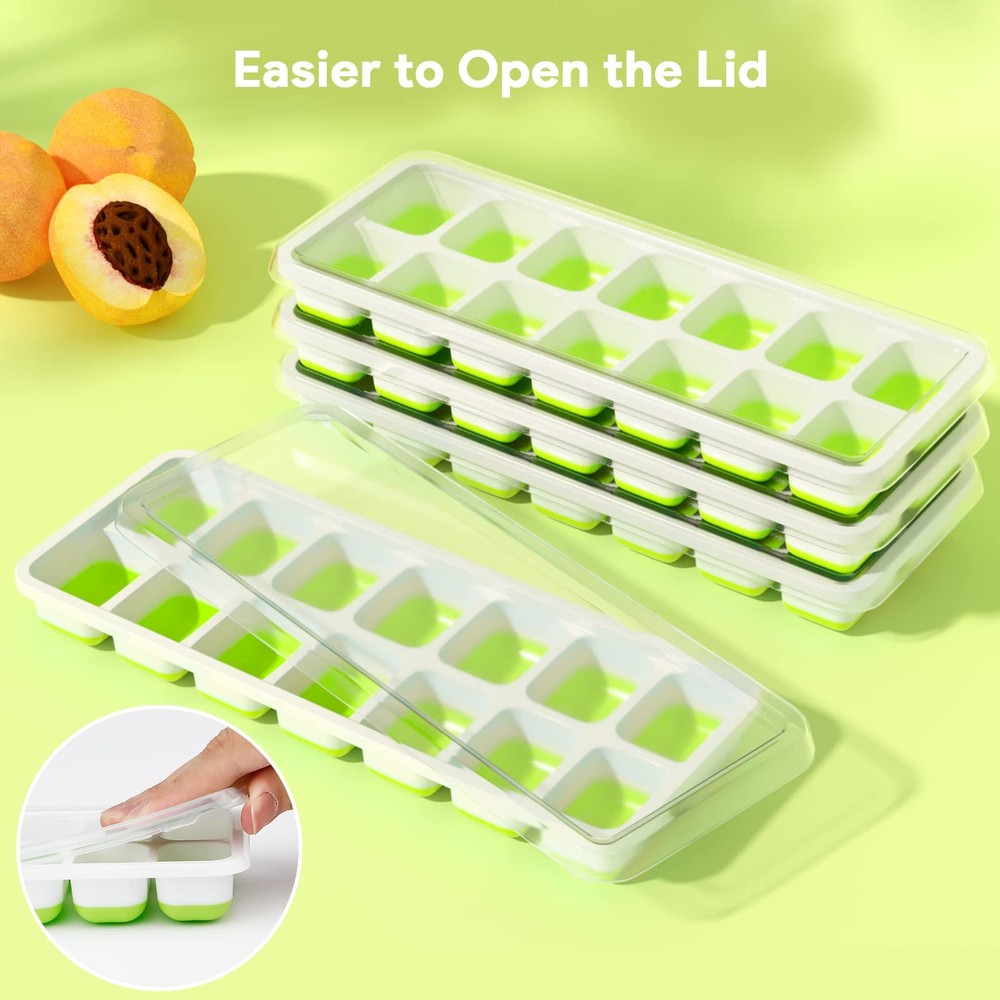 Ice Cube Trays 4 Pack, Airabc Silicone Ice Cube Trays with Removable Lid, Eas...