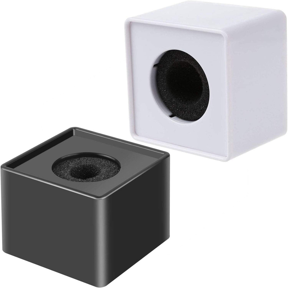 2 Pieces Portable Square Cube Shaped Interview Mic Microphone Flag Station Logo