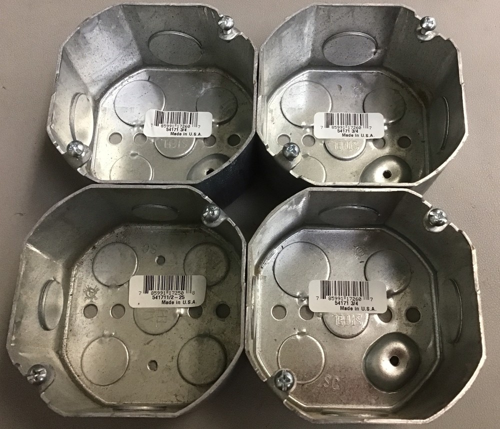 Lot Of 4 Octagon Drawn Deep Boxes Concentric KO 4" (b21)