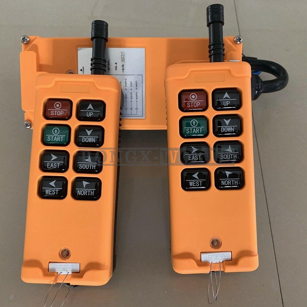 2 Transmitters 8 Channels Industrial Wireless Crane Hoist Remote Control 12-380V