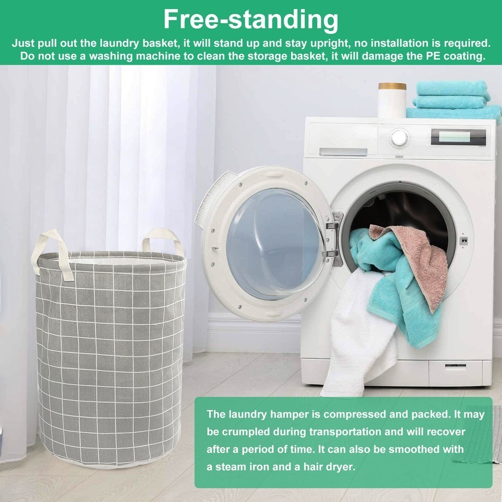 Laundry Basket Washing Dirty Clothes Folding Hamper Bag Storage Bin Handle Large