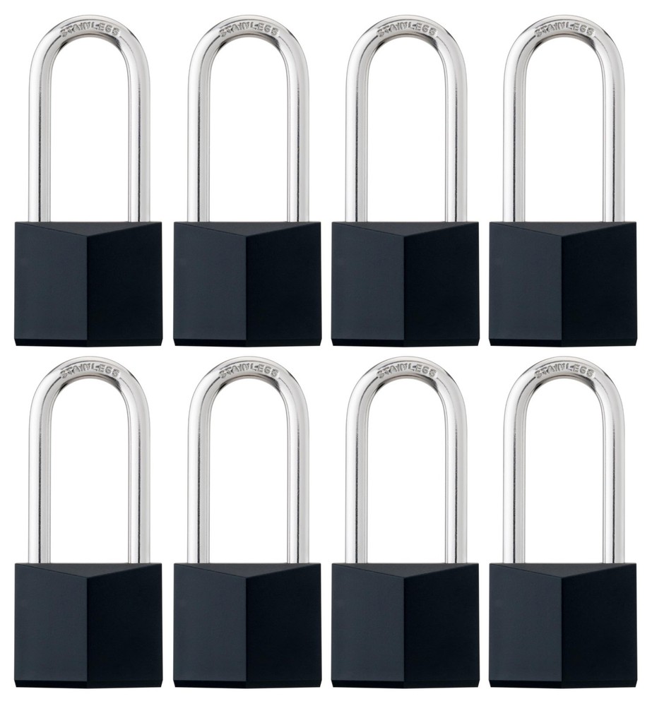8-Pack Keyed Alike Padlocks, Rustproof Brass Locks with Long Shackle for Gates,