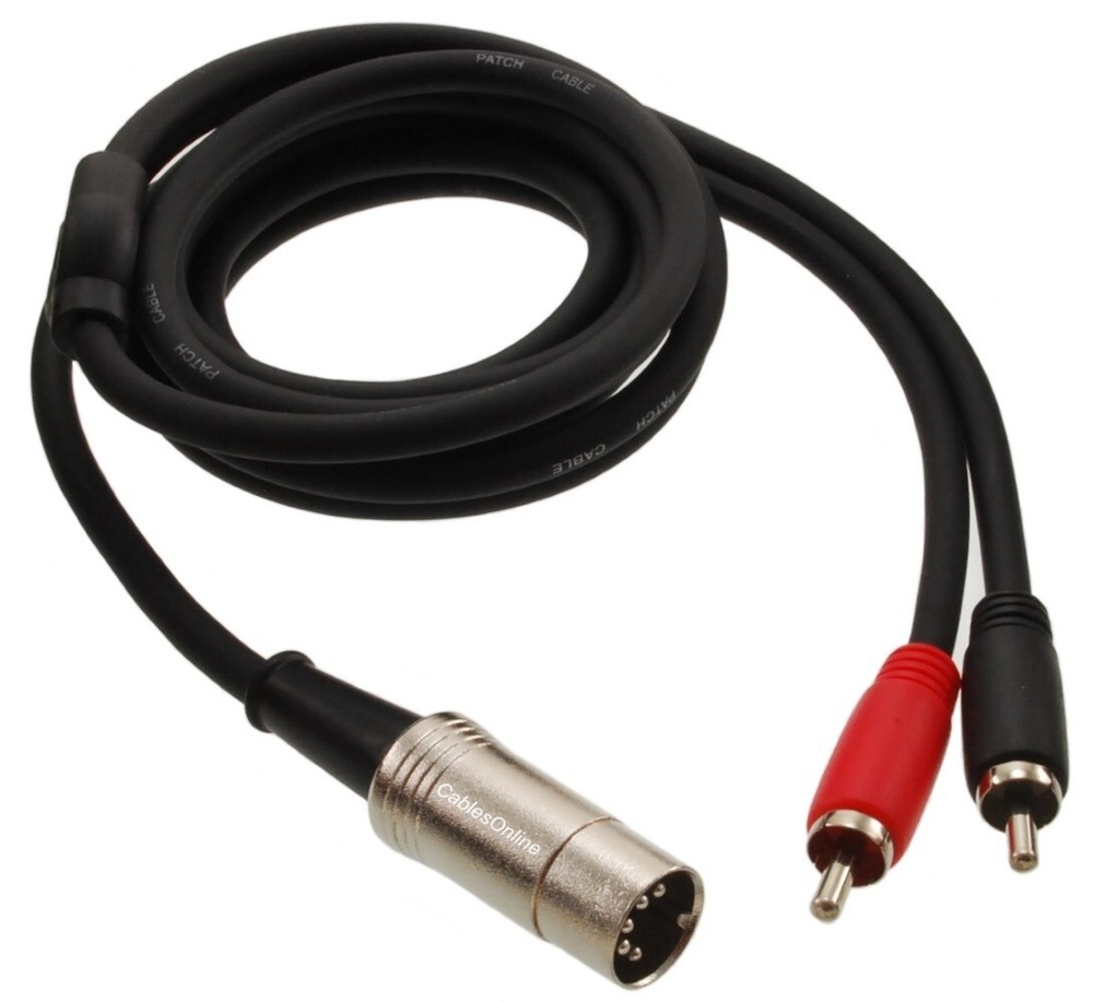 CablesOnline 6ft 5-Pin Din Plug to 2RCA Plug Blue Audio Cable