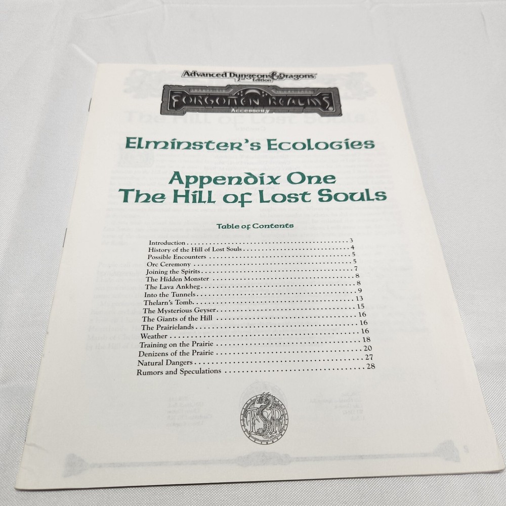 AD&D Forgotten Realms - ELMINSTER'S ECOLOGIES Appendix 1 - 9489 TSR Inserts