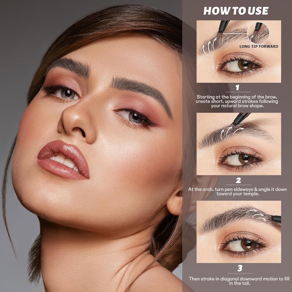 Espoce 2 Pack Eyebrow Pen Waterproof Microblading Eyebrow Pencil 4 Tip Precise