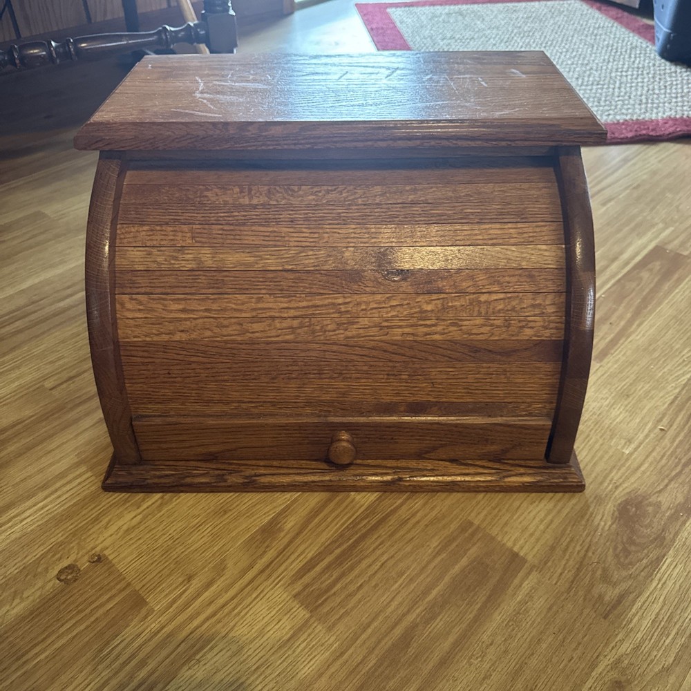 Mid Century Oak Bread Box