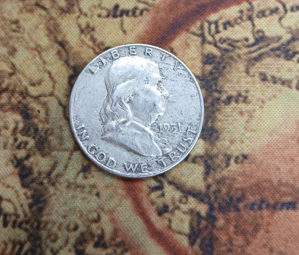 SILVER 90%  1951 D FRANKLIN HALF DOLLAR TP-0703