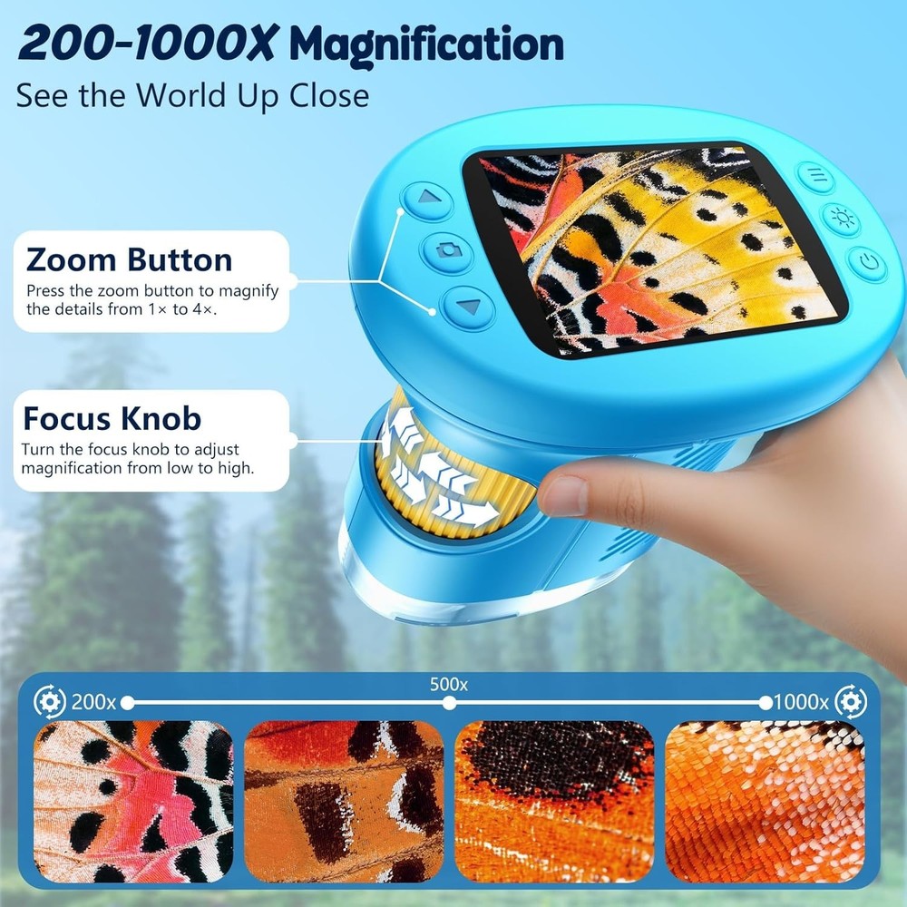 1000X Handheld Microscope for Kids, 4K 2.4" Screen Digital Kids Microscopes
