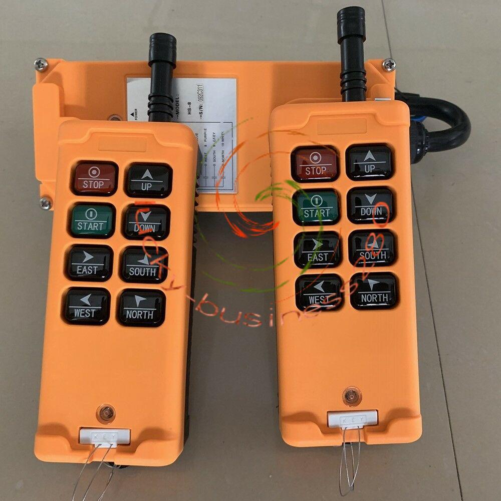2 Transmitters 8 Channels 12-380V Industrial Wireless Crane Hoist Remote Control