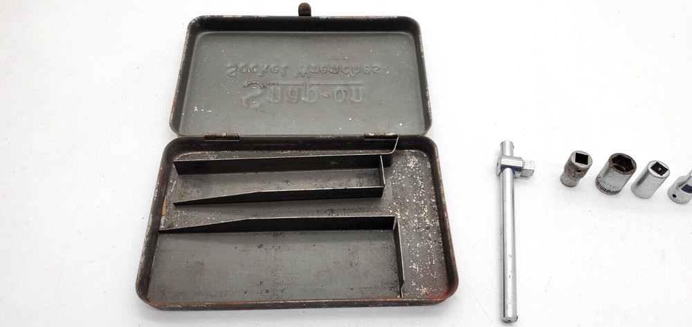 Vintage Snap-On Tools Midget Socket Incomplete Wrench set Original Metal Case