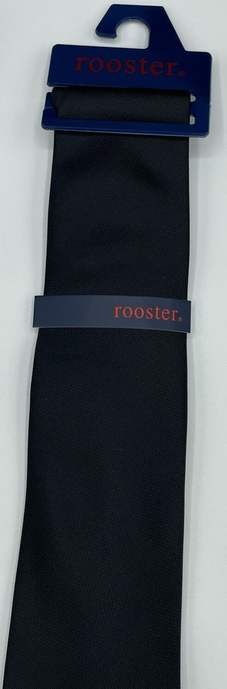 ROOSTER Men's Tie ~ 100% Microfiber Polyester ~ Black ~ Solid Pattern ~ NEW!