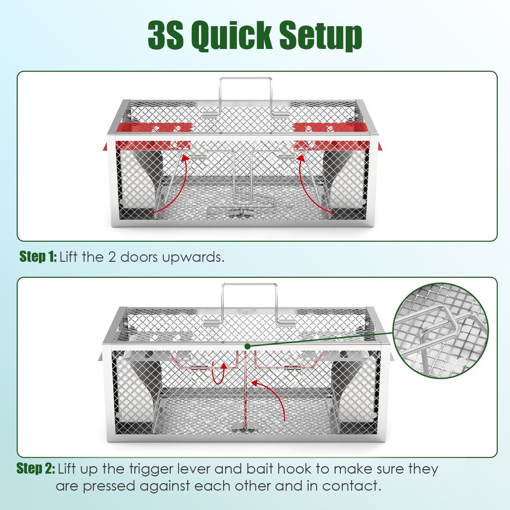 2Pcs Humane Live Mouse Traps Automatic Continuous Catching Rat Trap for House