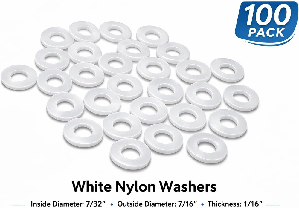 AIAS White Nylon Tension Rod Washers – 100 Pack Drum Hardware Replacement for Sn