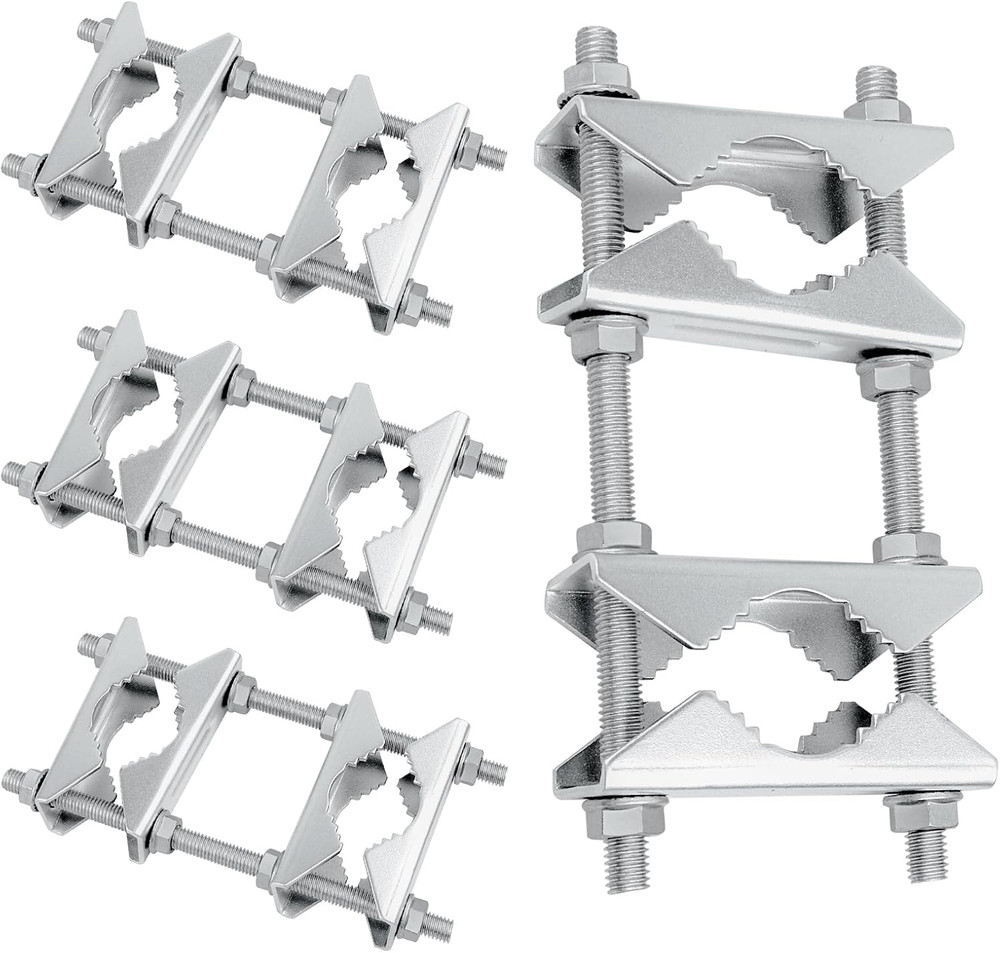Double Antenna Mast Clamp - Heavy Duty Galvanized Iron Mount for Secure Pole-To-