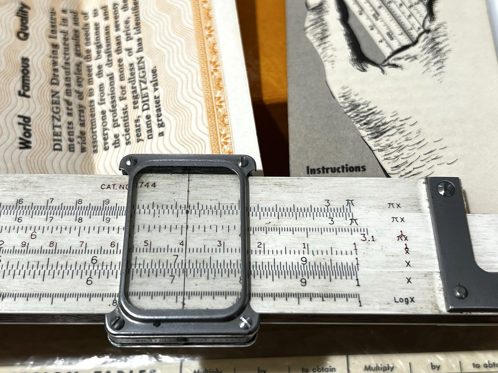 Dietzgen Slide Rule Polymath Multiplex Decimal Trig Type 1744 Case Box Manual