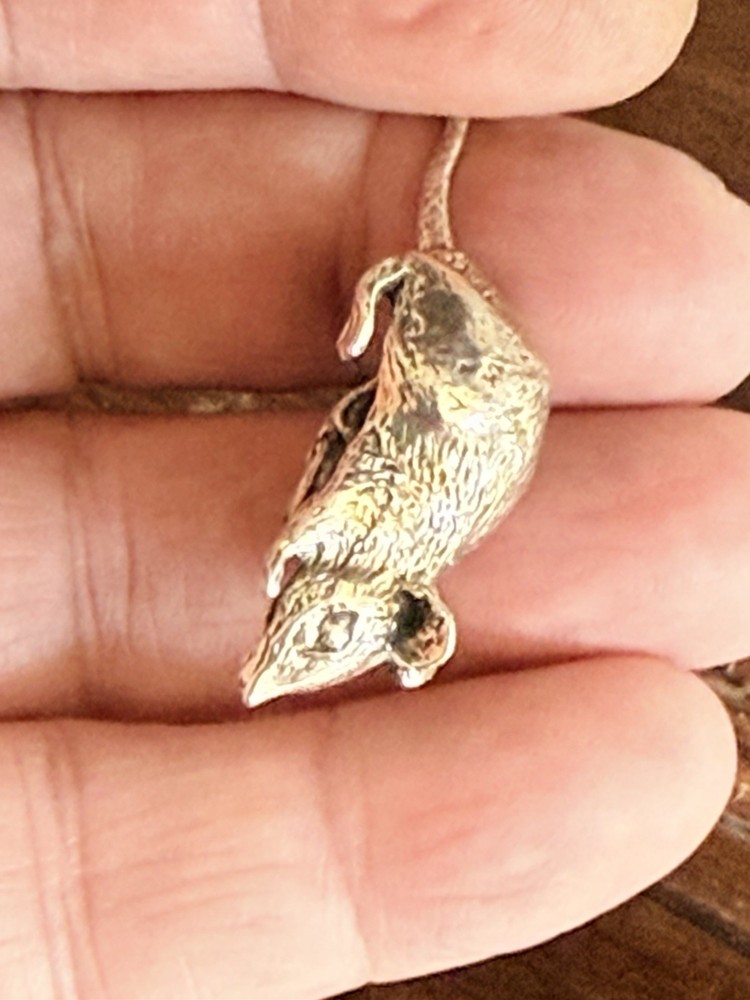 Vintage Sterling Solid Silver Miniature Mouse Mice Figure In 925 Silver Standard