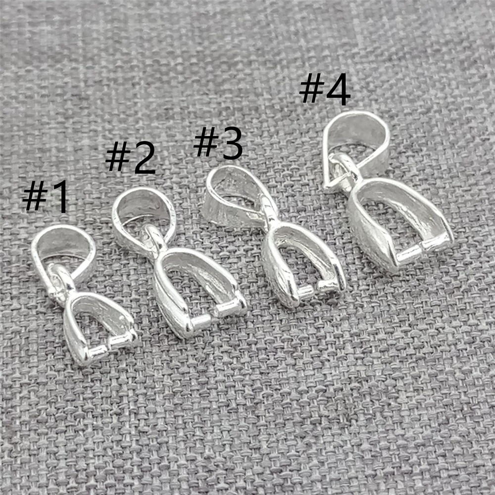 6 Sterling Silver Shiny Plain Pinch Bails for Pendant Charm