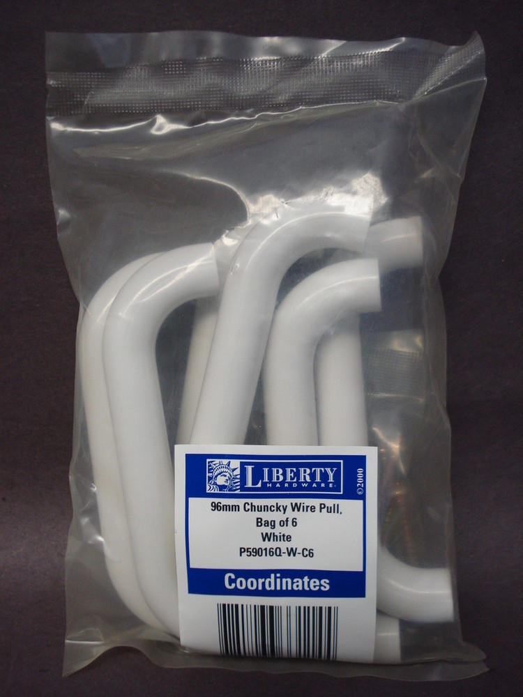 24 Liberty 96mm Chuncky Wire Pull Handle White Coordinates, (4 Packs)